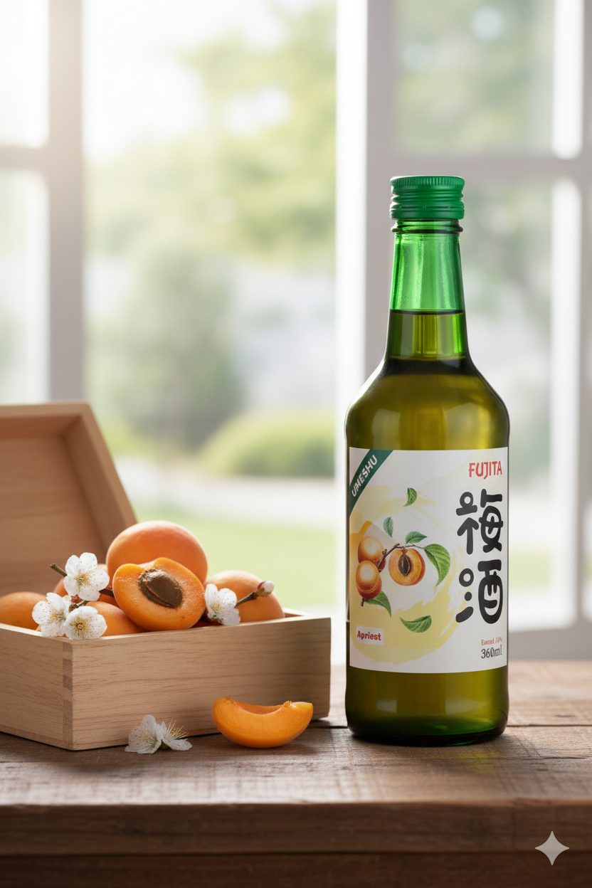 chai rượu đc đặt cạnh hộp mơ