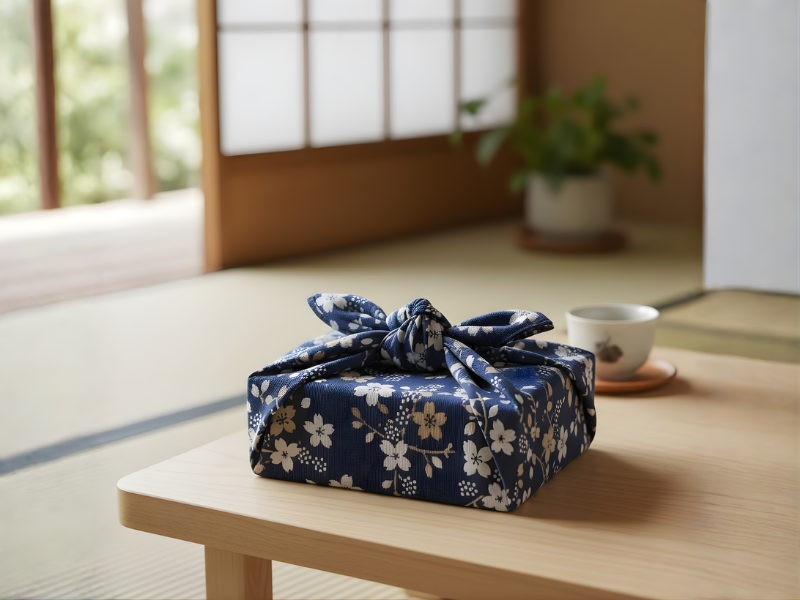 Món quà nhỏ gói bằng khăn vải furoshiki