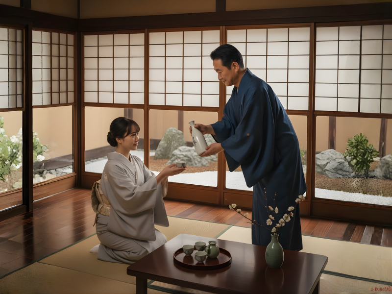 Trao rượu trong không gian lễ nghi