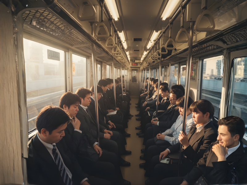 ngủ gật trên tàu điện ngầm