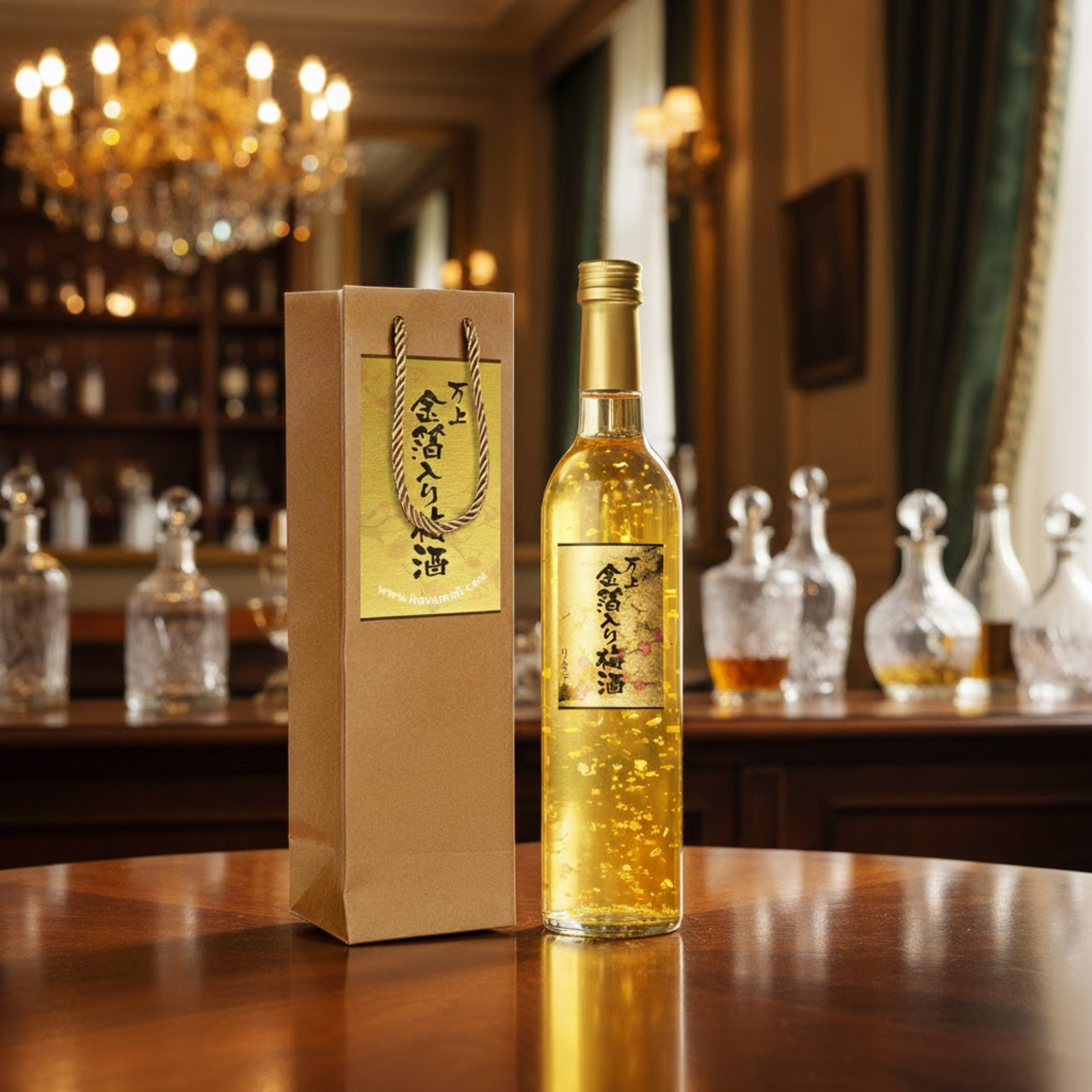 rượu mơ vảy vàng sang trọng