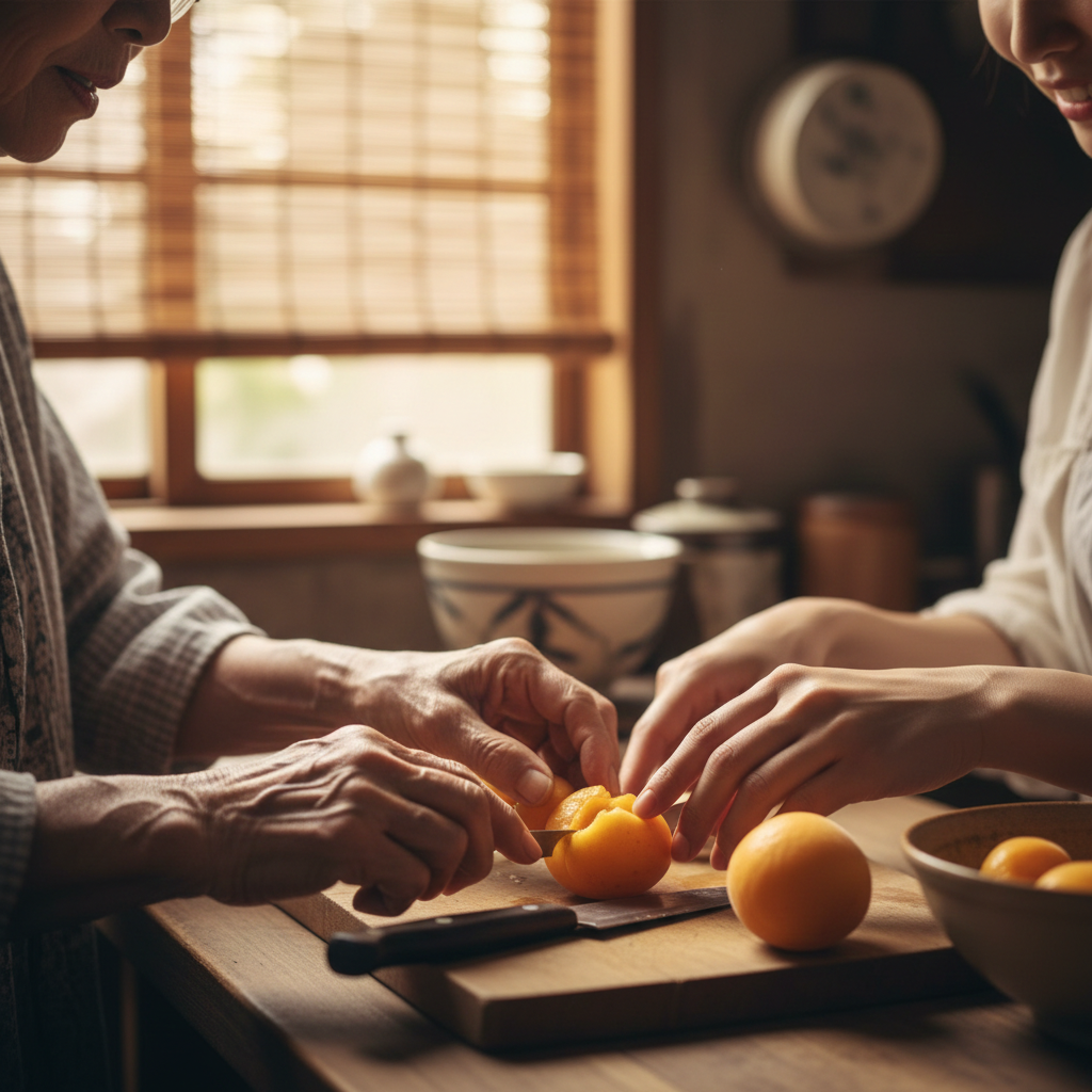 bàn tay đang sơ chế rượu mơ